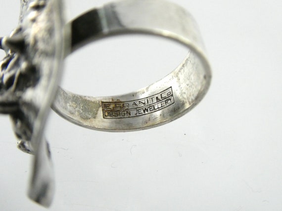 E Granit Co Finnish Sterling Silver Brutalist Rin… - image 7