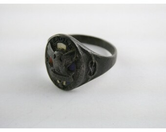 Vintage Eagle Scout Enamel and Sterling Silver Ring Size 7.5