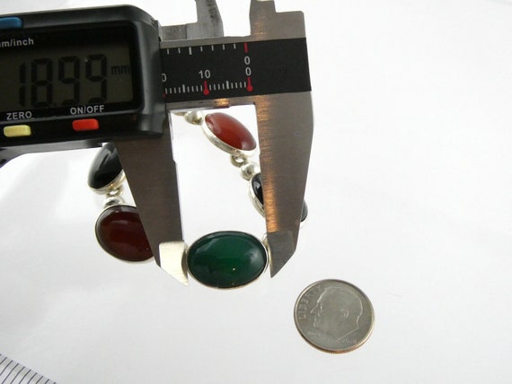 Feris Designer Mexico Sterling Silver Onyx Bracelet 925 Toggle Clasp 7.25 Inches View 5