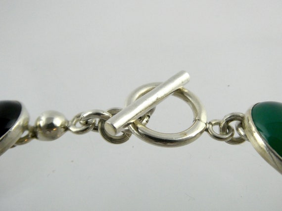 Feris Designer Mexico Sterling Silver Onyx Bracelet 925 Toggle Clasp 7.25 Inches View 3