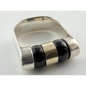 Sharon Johnston MCM Sterlingsilver Utbytbar Toppring i Svart Onyx Storlek 6