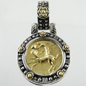 Tagliamonte 18k Yellow Gold Sterling Silver Centaur Coin Pendant Enhancer 925