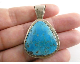 Bernadine Begay Tsosie NA Navajo Sterling Silver Turquoise Pendant 10.6g 1.75 In