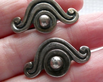 Taxco Mexico Los Castillo Design 263 Sterling Silver Screwback Earrings 925 9.3g