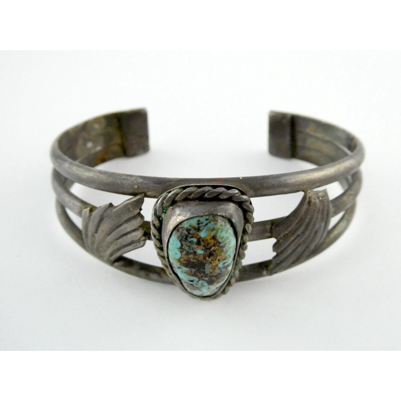 刻印なし スターリングシルバー NA ターコイズ カフブレスレット 40g