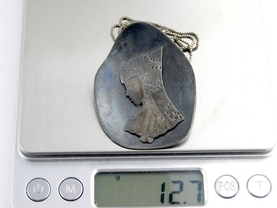 Bezalel 935 Silver Mixed Metals Pin Pendant Neckl… - image 10