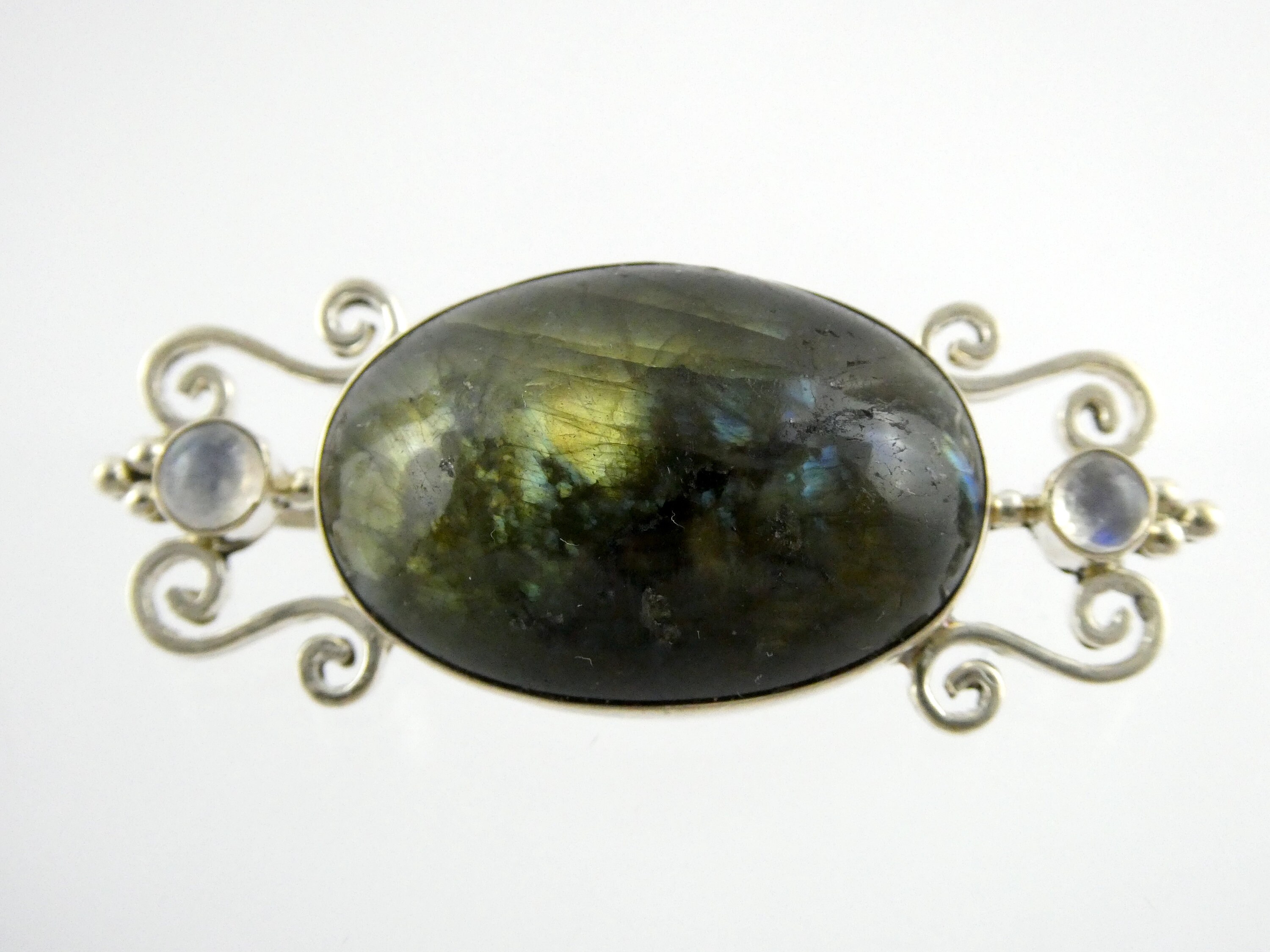 あ　GAGAN chaand labradrite silver925 Sterling Silver Labradorite Carved Handcrafted Leaf Pendant