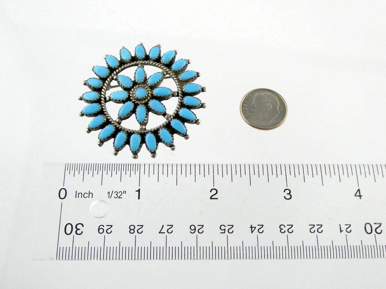 Pin Lmb's Larry Moses Begay NA Navajo Sterling Silver Turquoise Petit Point Pin ...