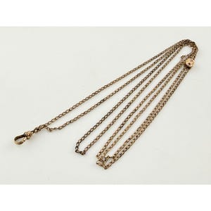 Victorian Era Gold Fill Chain Necklace with Opal and Ruby 10k Fob Slide 8g 24 In