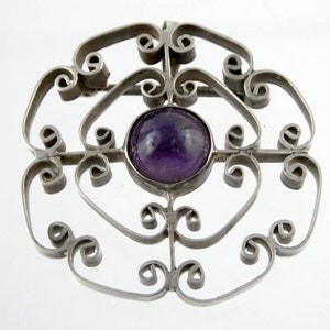 Vintage CCC Mexiko Sterling Silber Amethyst Pin Anhänger 925 Brosche 15,3g 1,75