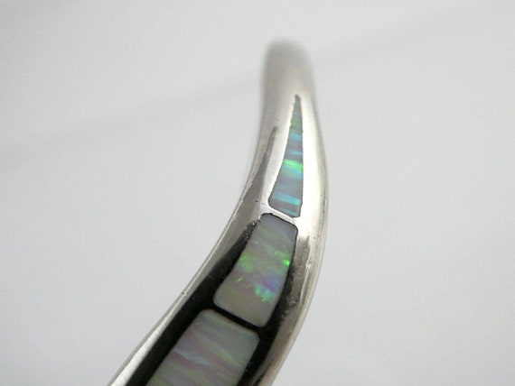 Mexico Sterling Silver Simulated White Opal Inlay… - image 7