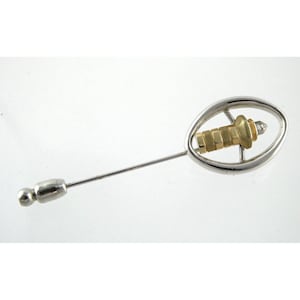 14k geelgoud en sterlingzilver natuurlijke diamant vuurtorenspeld 4,8 g