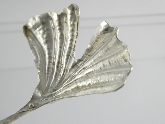 Artisan Handmade Unmarked Sterling Silver Ginkgo … - image 6