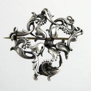 Vintage George Shiebler and Company Sterling Silver Modernist Pin Floral Brooch