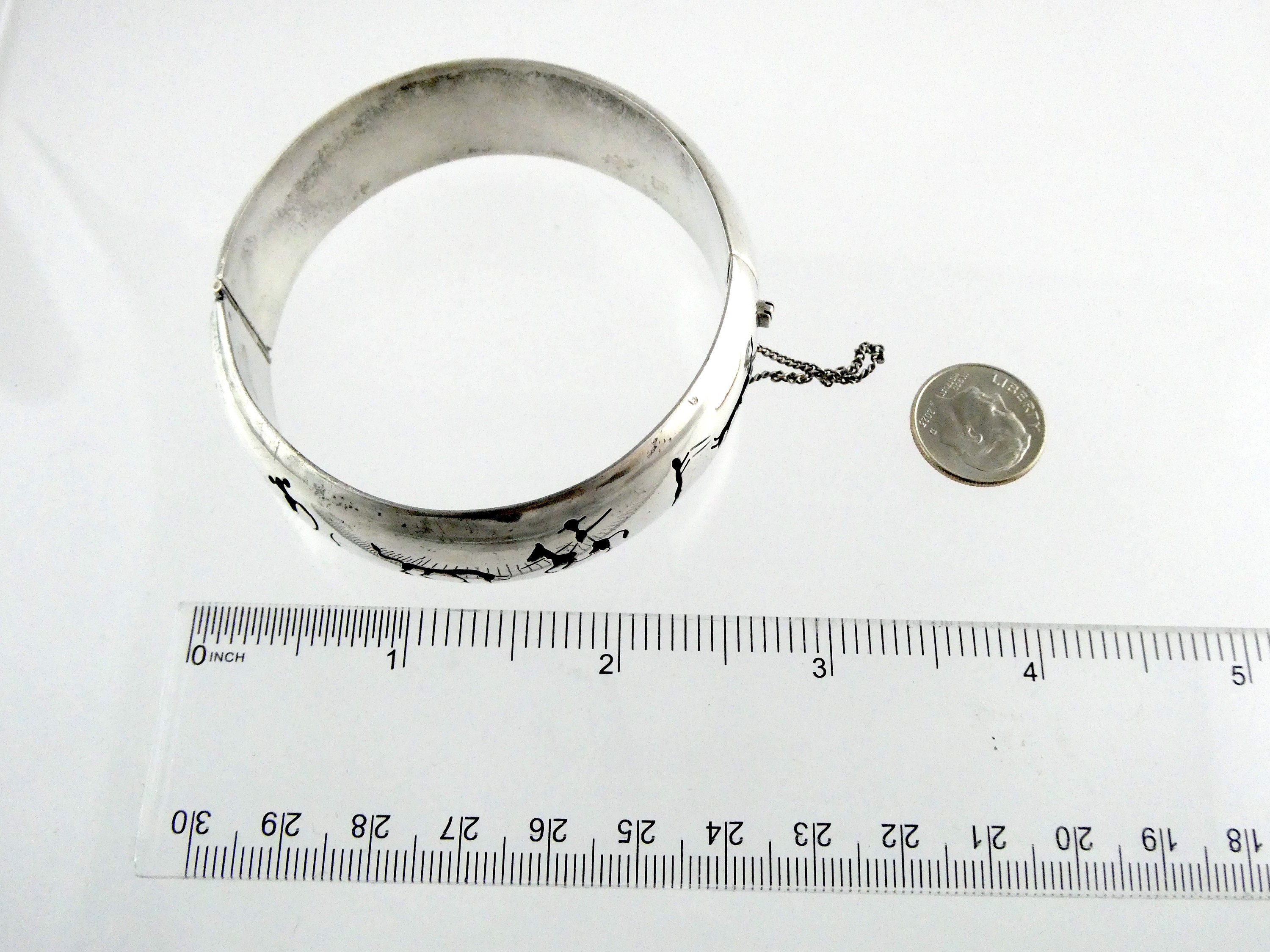 MYR Mexico 990 Silver Shadowbox Hinged Bangle Bracelet 31.7
