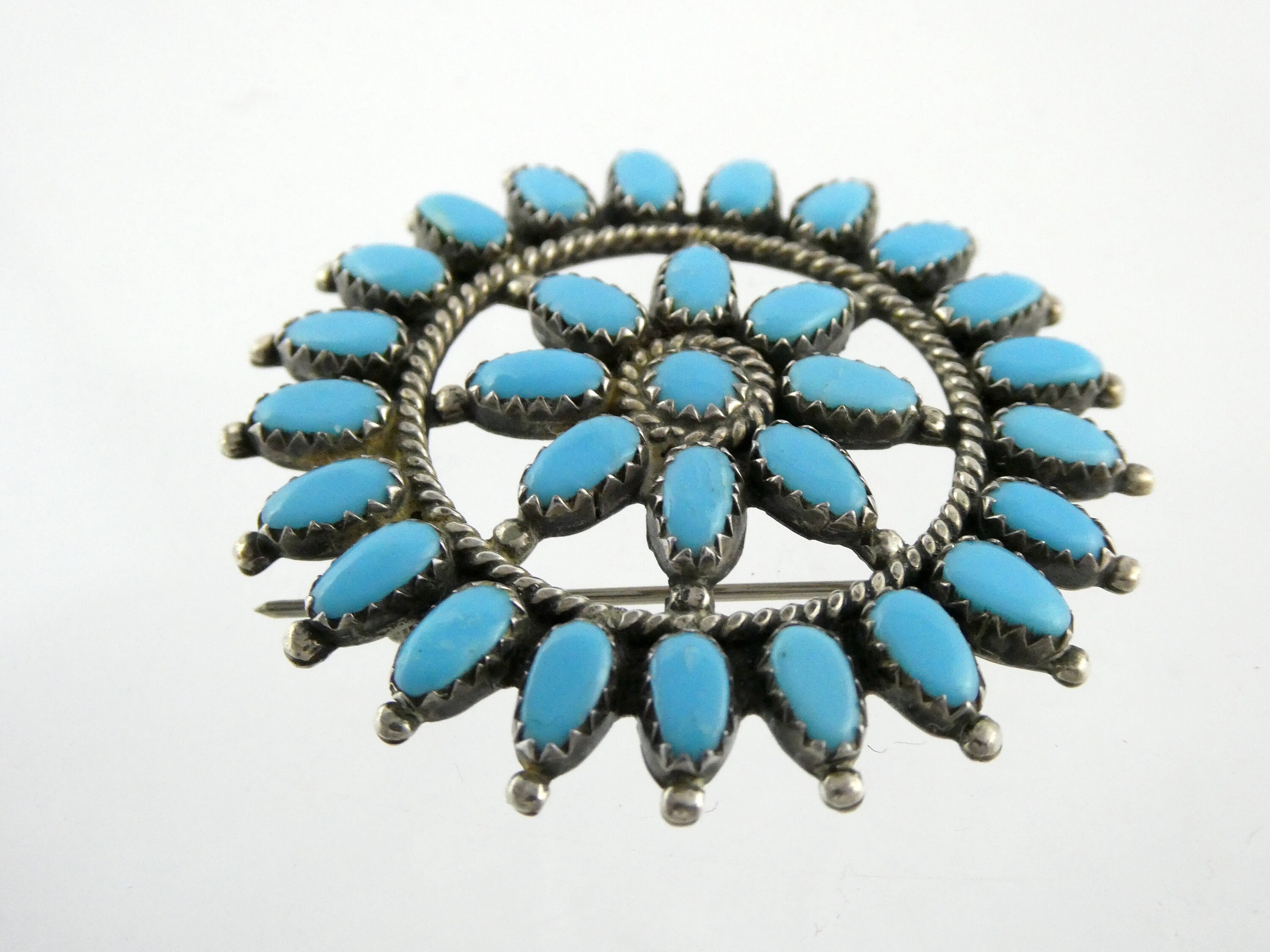 Pin Lmb's Larry Moses Begay NA Navajo Sterling Silver Turquoise Petit Point Pin ...