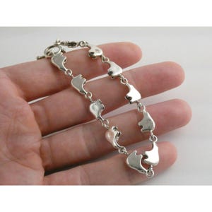 Southwestern Sterling Silver Fetish Bear Chain Bracelet 7.25 Inches 19.3g Weight