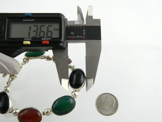 Feris Designer Mexico Sterling Silver Onyx Bracelet 925 Toggle Clasp 7.25 Inches View 2