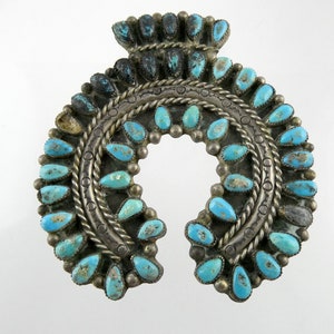 Southwestern NA Sterling Silver Turquoise Squash Blossom Pendant Only AS IS