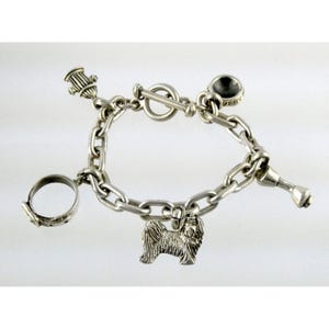 Fine Arts Collection FAC Sterling Silver Dog Charm Bracelet 7 In 67.1g 5 Charms