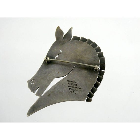 Broche Argent Sterling 925 - Cheval Dans Un Fer à Cheval - Vintage - Occasion