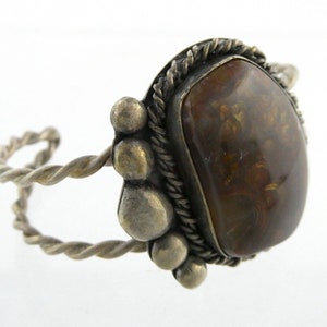 Southwestern Sterling Silver Fire Agate Cuff Bracelet Signed Nick 6 Inches 39.7g