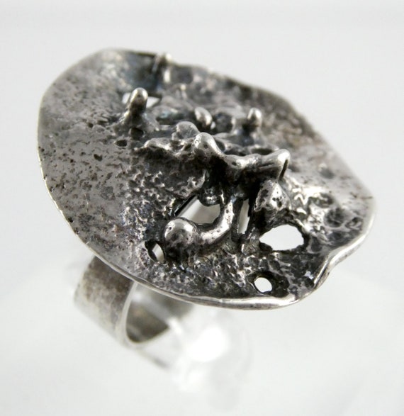 E Granit Co Finnish Sterling Silver Brutalist Rin… - image 2