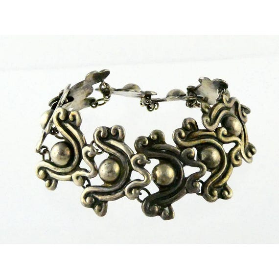 アクセサリー 60s Vintage Mexican Silver Bracelet Vintage Mexican Sterling Silver Modernist Bracelet 925 7.25 Inches