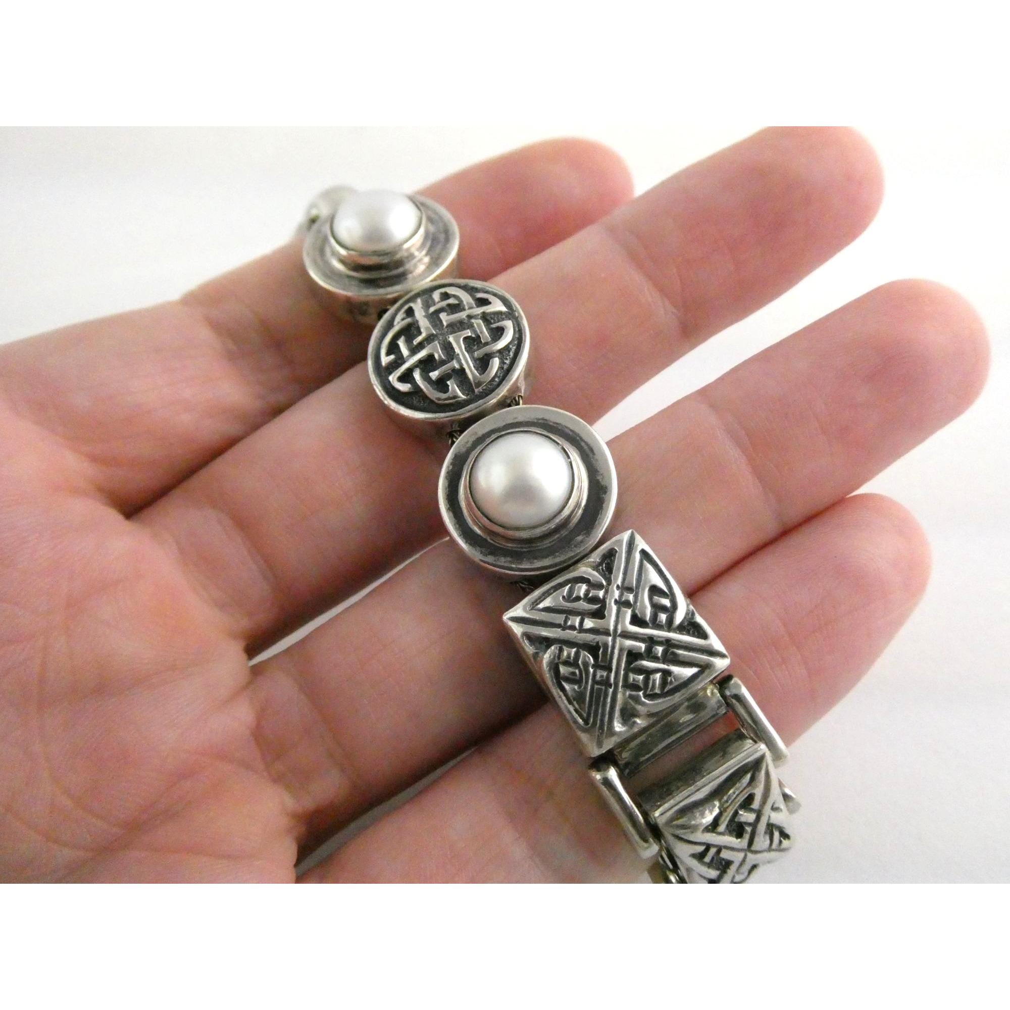 DAC Deborah Armstrong Sterling Silver Celtic Knot and Pearl Link