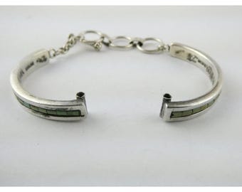 Native Southwestern Signed Kiowa Sterling Silver Turquoise Inlay Watch Band with Tips