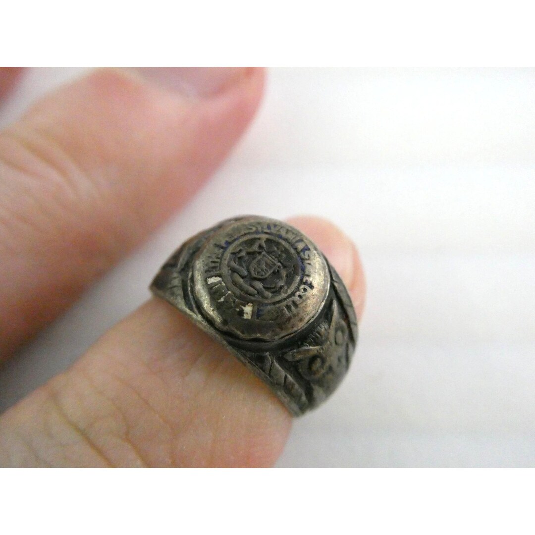 10kリング【ザ・ペンシルベニアステート カレッジ1855】 Antique 1855 the Pennsylvania State College Sterling Silver Pinky