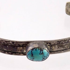 Jesse V Signed Jack Whittaker Shop Sterling Silver Turquoise Cuff Bracelet 7 In