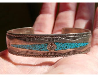 Signed - Thomas Singer, Navajo. Vintage Crushed Turquoise  display picture 1