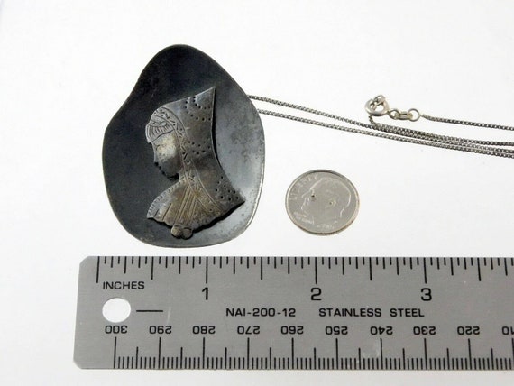 Bezalel 935 Silver Mixed Metals Pin Pendant Neckl… - image 9