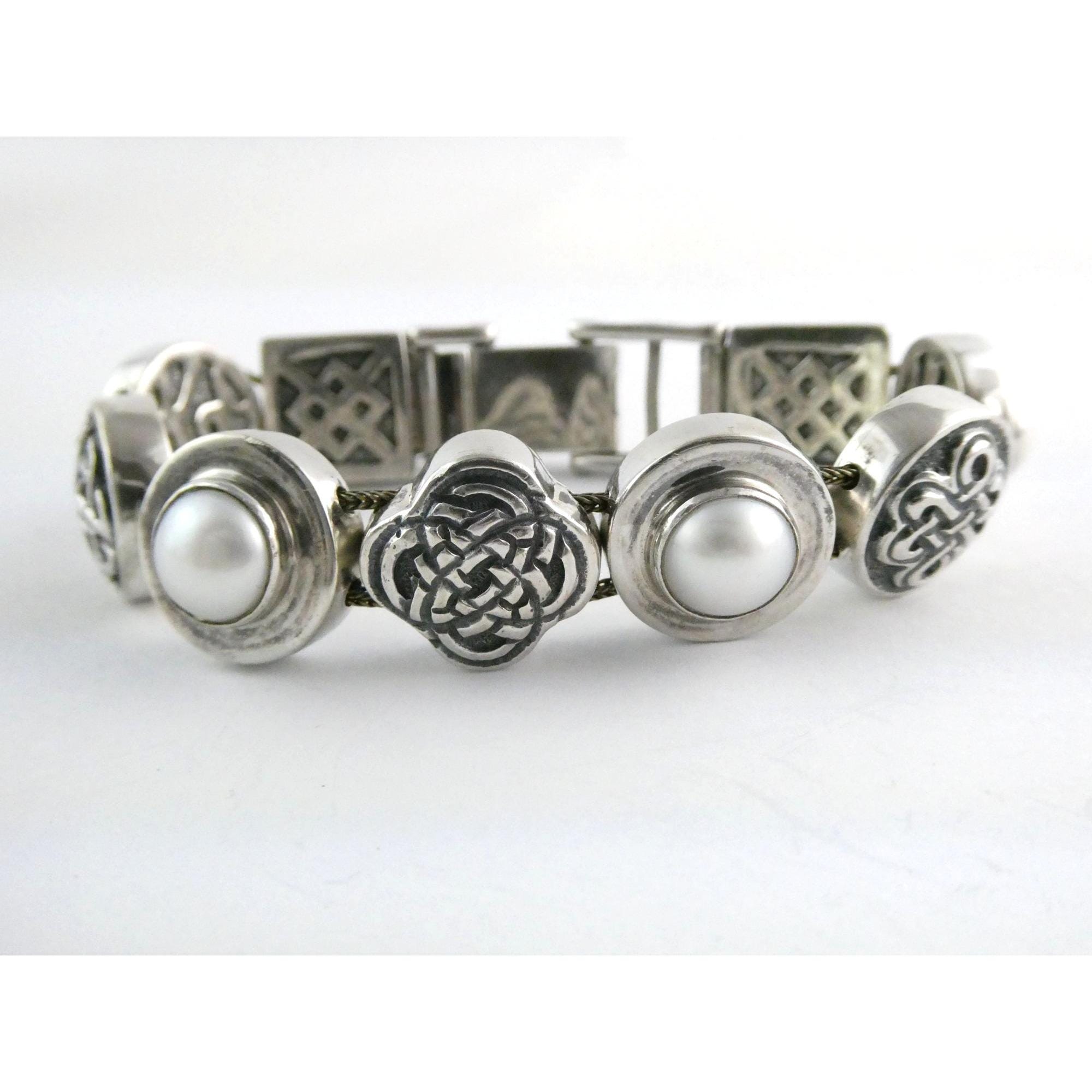 Silver 925 Nor Aksel Holmsen デイジー ブレスレット DAC Deborah Armstrong Sterling Silver Celtic Knot and Pearl Link