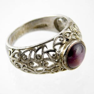 Designer KHR Sterling Silver Star Ruby Cabochon Ring 925 6.1g Weight Size 9