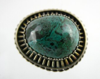 Designer Israel Sterling Silver Eliat Stone Chrysocolla Pin Pendant 925 11.6g