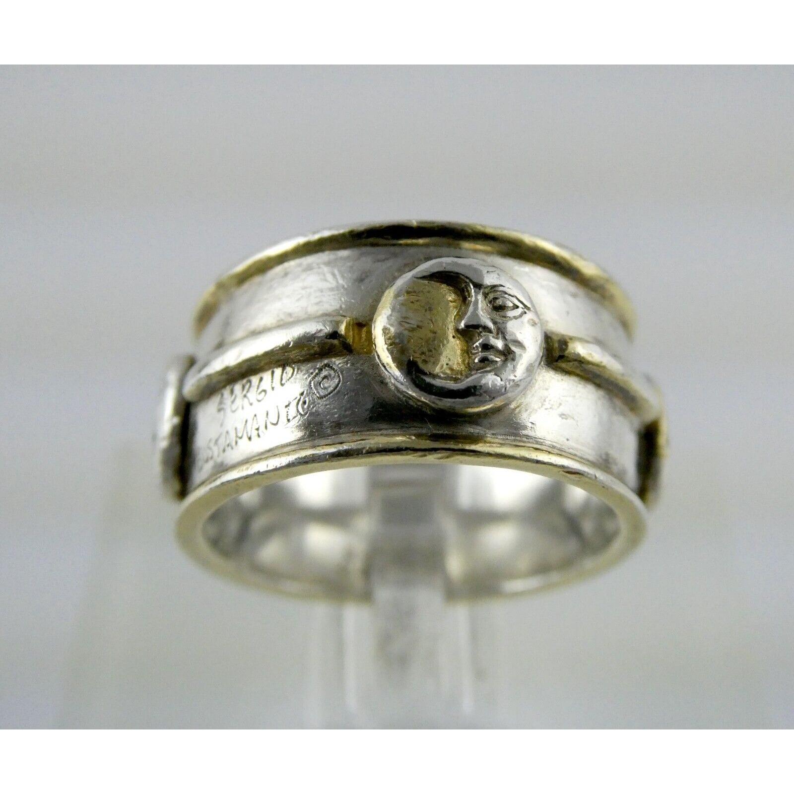 Sergio Bustamante Sterling Silver Moon Face Band Ring 925 Size 6.5