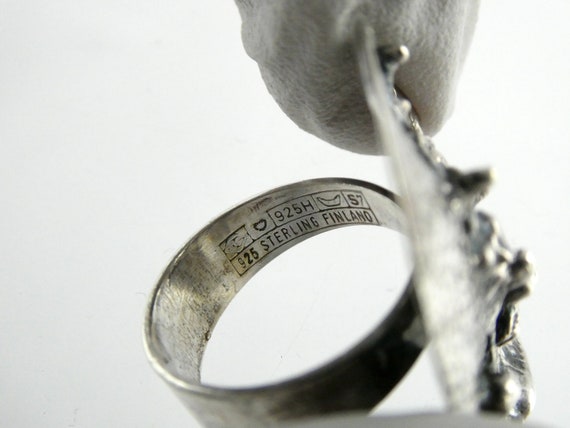 E Granit Co Finnish Sterling Silver Brutalist Rin… - image 6