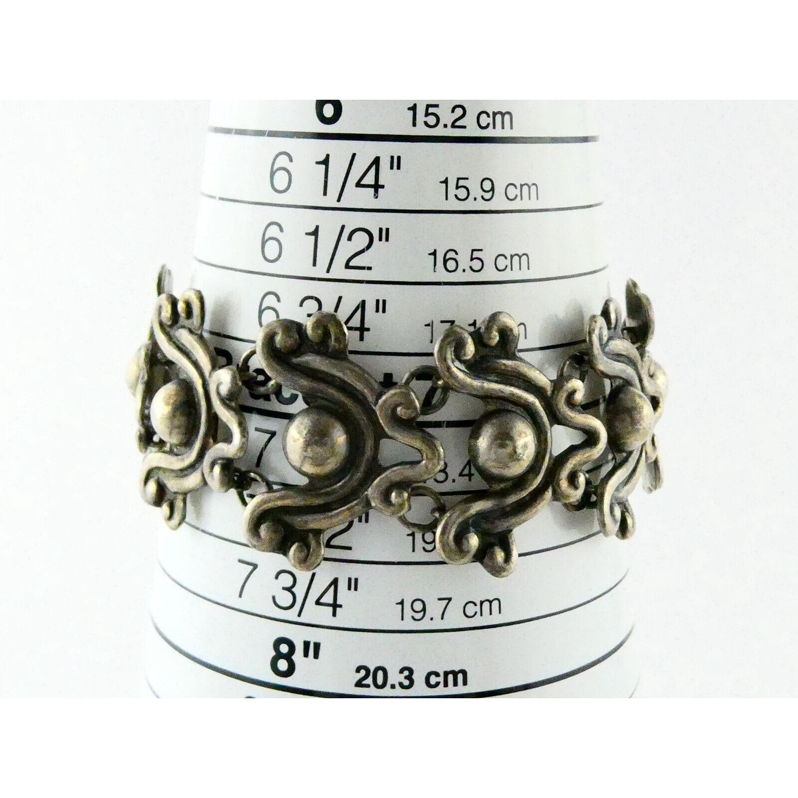 Vintage Mexican Sterling Silver Modernist Bracelet 925 7.25 Inches