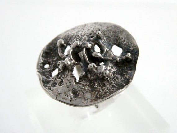 E Granit Co Finnish Sterling Silver Brutalist Rin… - image 3