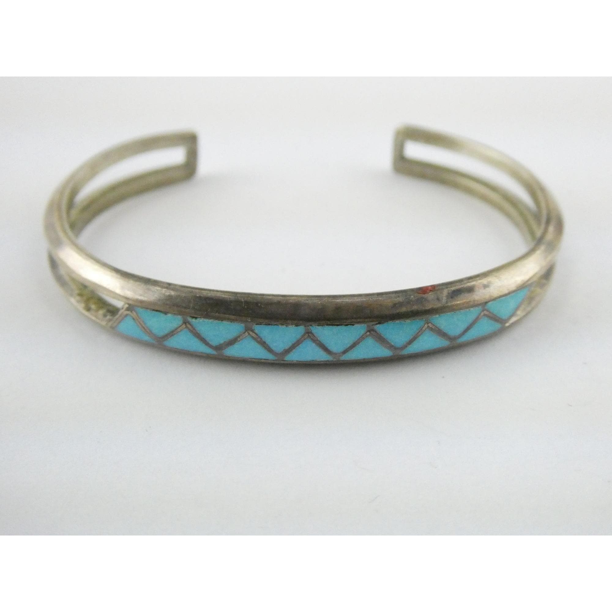 NA Hopi MLK Koinva Melinda Lucian Sterling Silver Turquoise Cuff