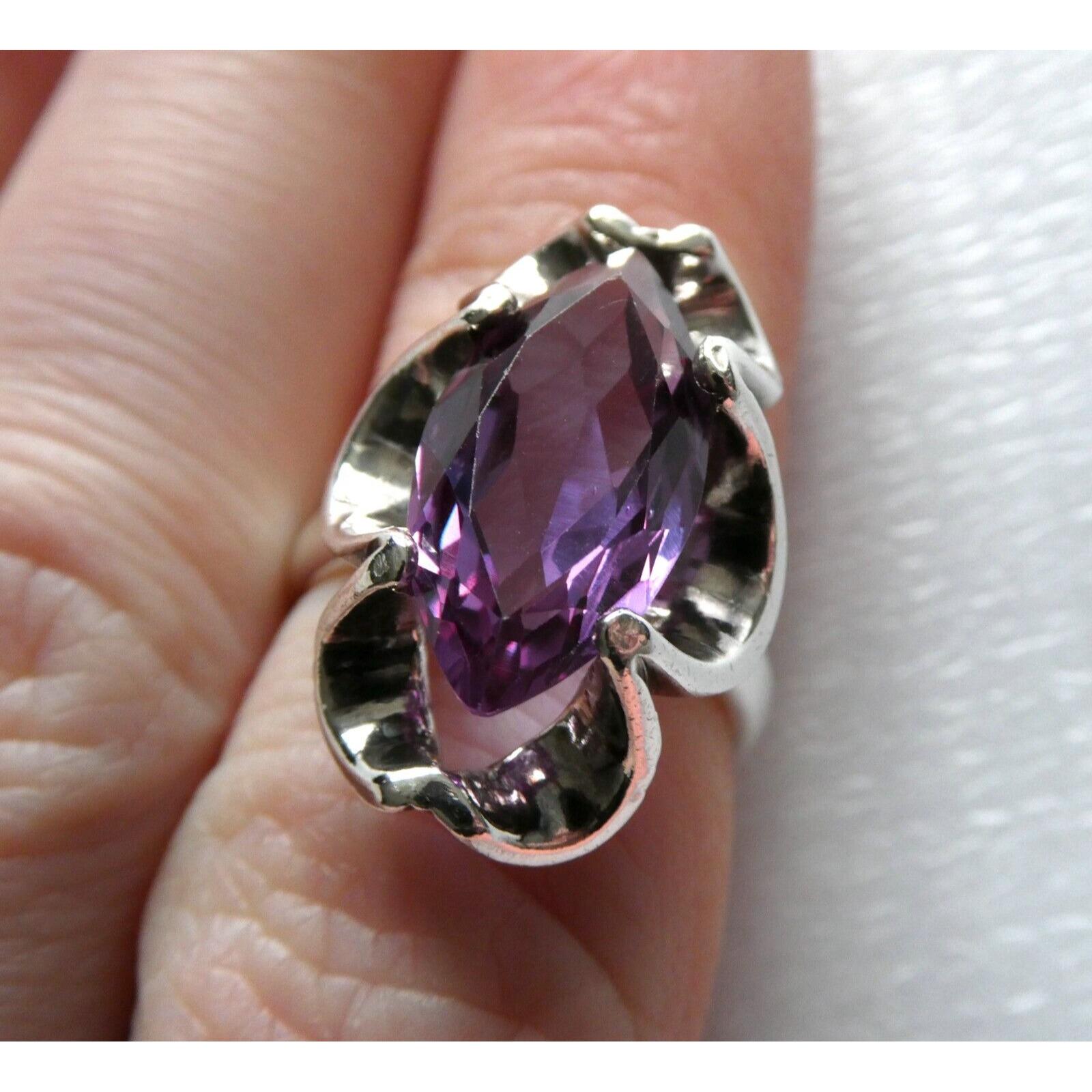 Taxco Mexico Sanchez Sterling Silver Color Change Sapphire Ring 925 Size 6.25