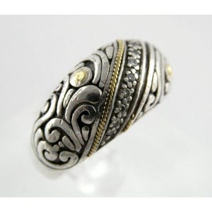 Balissima by EFFY 18k Gold Sterling Silver Natural Diamond Accent Ring Size 8.5