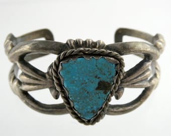 Southwestern NA signiert RLM Sterling Silber Türkis Cuff Armband 17,5 cm