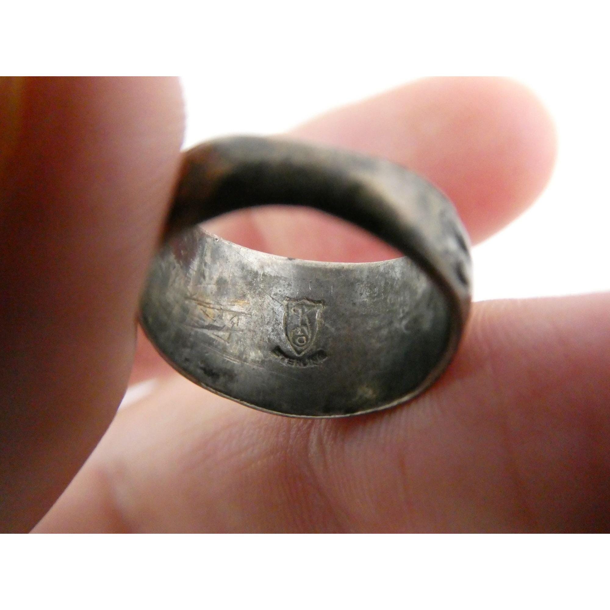 10kリング【ザ・ペンシルベニアステート カレッジ1855】 Antique 1855 the Pennsylvania State College Sterling Silver Pinky