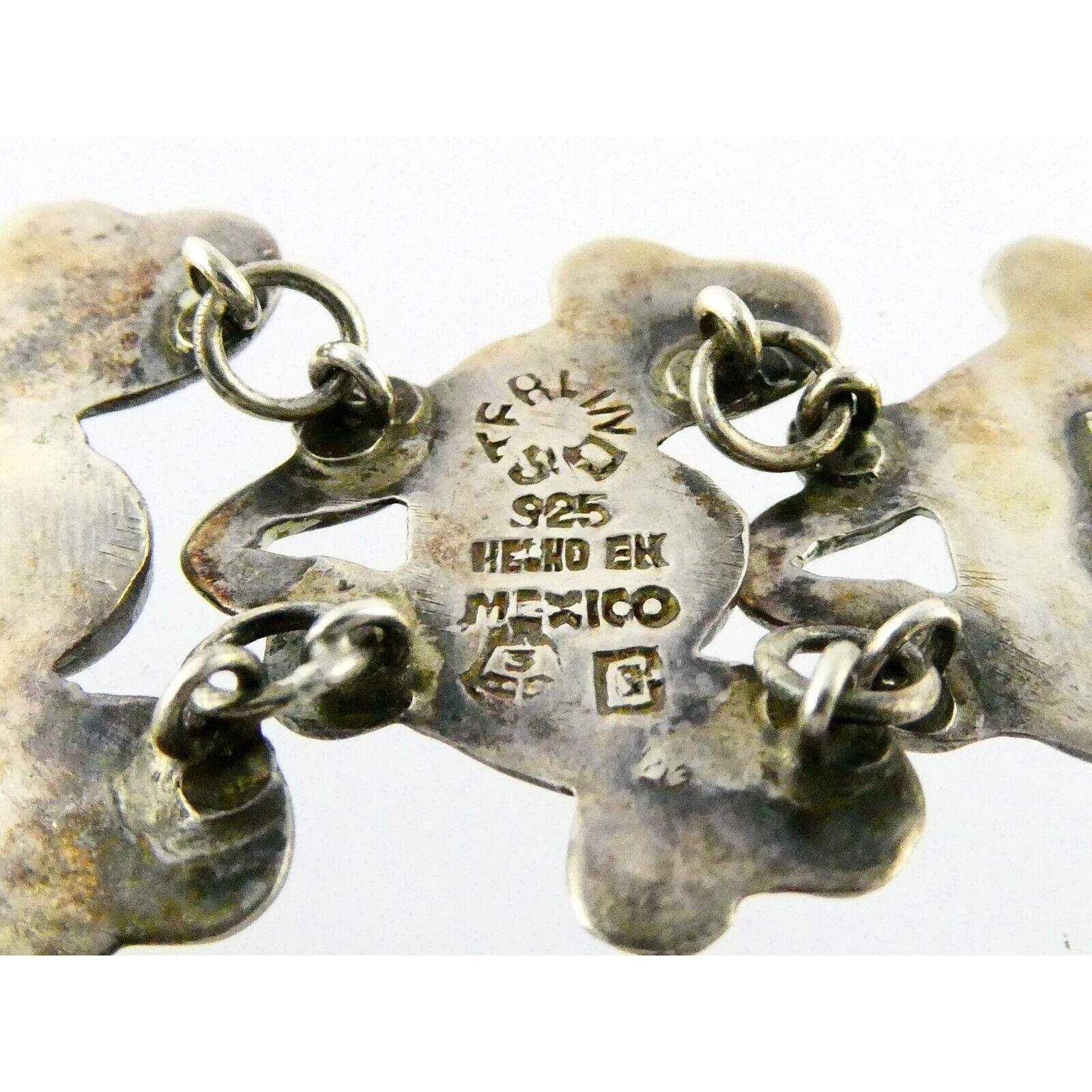 Vintage Mexican Sterling Silver Modernist Bracelet 925 7.25 Inches
