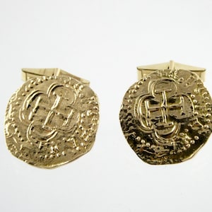 Vintage Replica Ancient Coin 14k Yellow Gold and Gold Fill Bar Cufflinks 11.5g