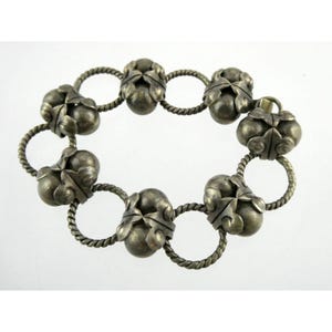 Vintage Mexico Sterling Silver Spheres Modernist Link Design Bracelet 7.25 Inch