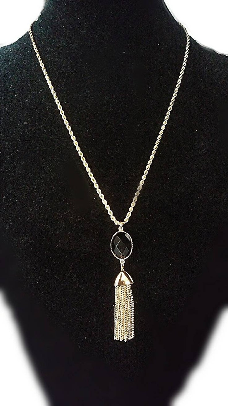 Black and gold tassel necklace Gold Tassels